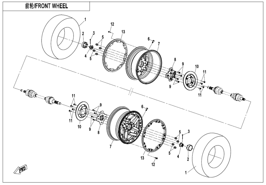 FRONT WHEEL(WITH LOCK RING) CF1000AZ-2-F07-B