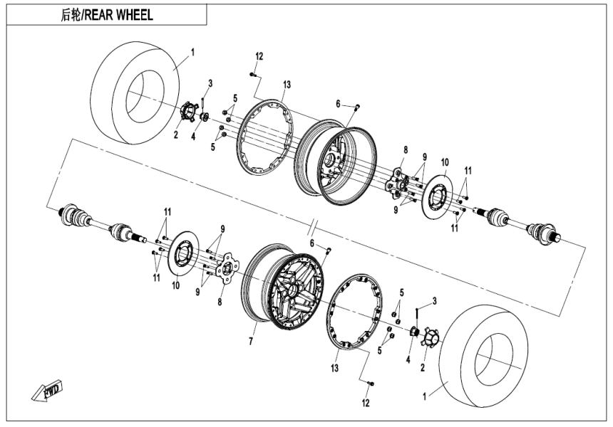 REAR WHEE(WITH LOCK RING) CF1000AZ-2-F11-B
