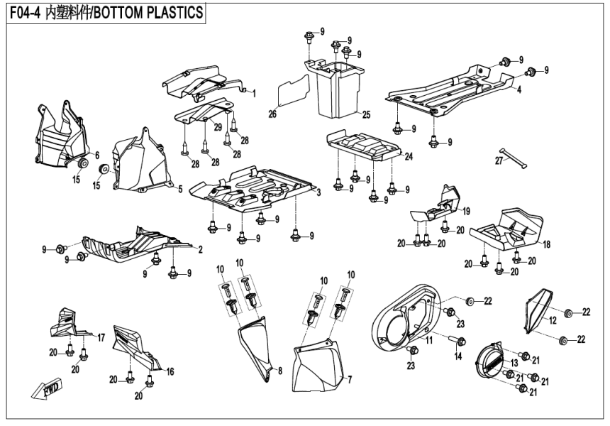BOTTOM PLASTICS CF400AU-L-F04-4