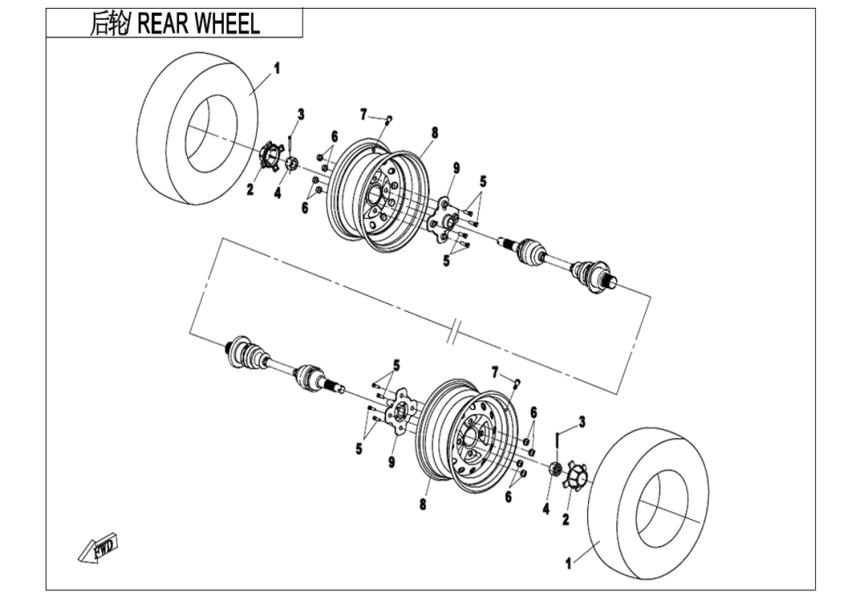 REAR WHEEL CF400AU-L-F11