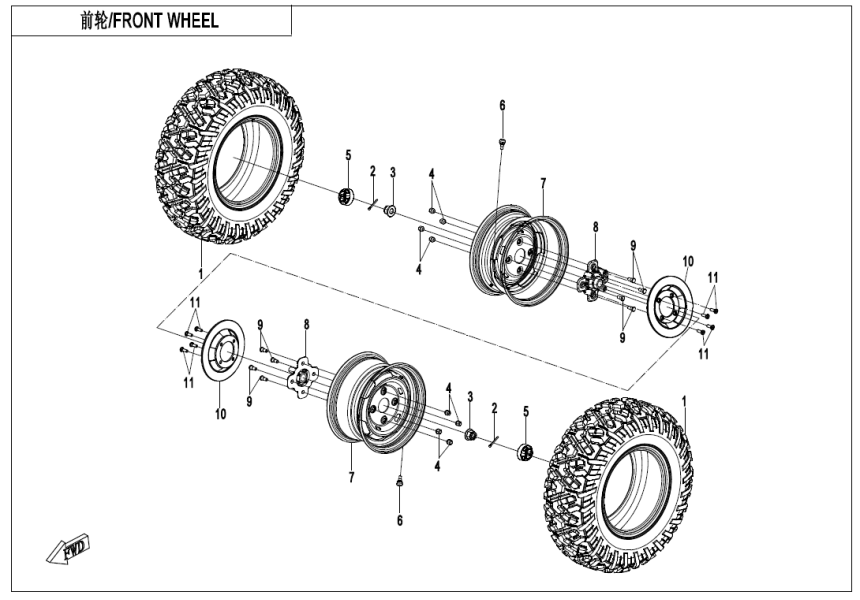 FRONT WHEEL(STEEL) CF400AZ-7L-F07-B