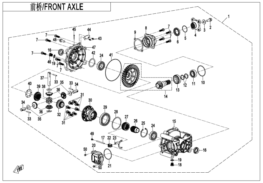 FRONT AXLE Q890 Q890-310000-50000-F31