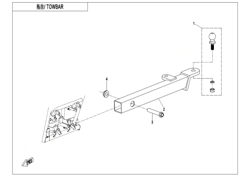 TOWBAR(LONG TUBE, BLOT CONNECTION) CF400AZ-7L-F40-B