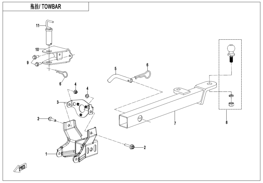 TOWBAR(PIN SHAFT CONNECTION)