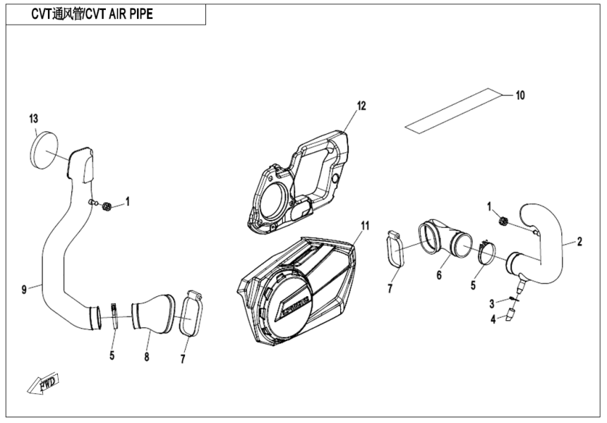CVT AIR PIPE CF800AU-2A-F00-2-V2
