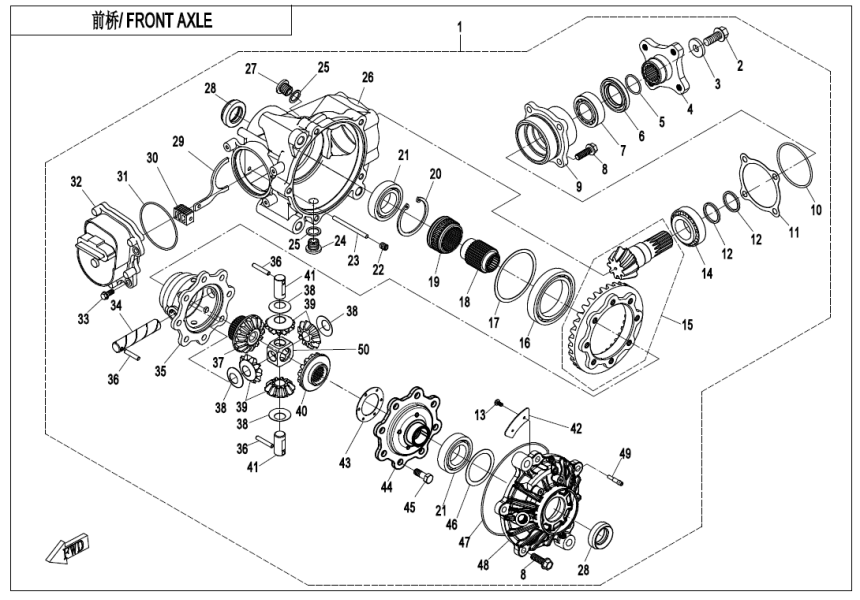 FRONT AXLE Q830-310000-40002-F31-OK