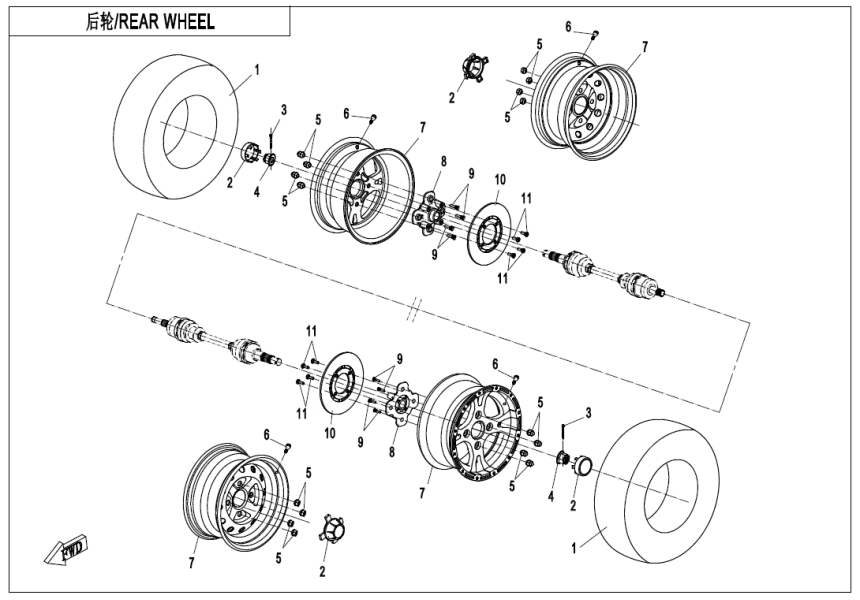 REAR WHEEL CF1000US-2-F11