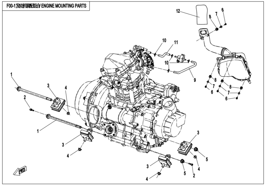 ENGINE MOUNTING PARTS CF500US-EX-F00-1