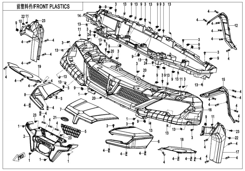 FRONT PLASTICS CF1000UU-2-F04-1