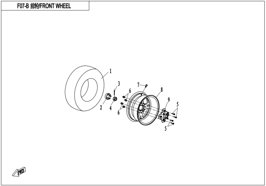 FRONT WHEEL CF500UU-F07-B