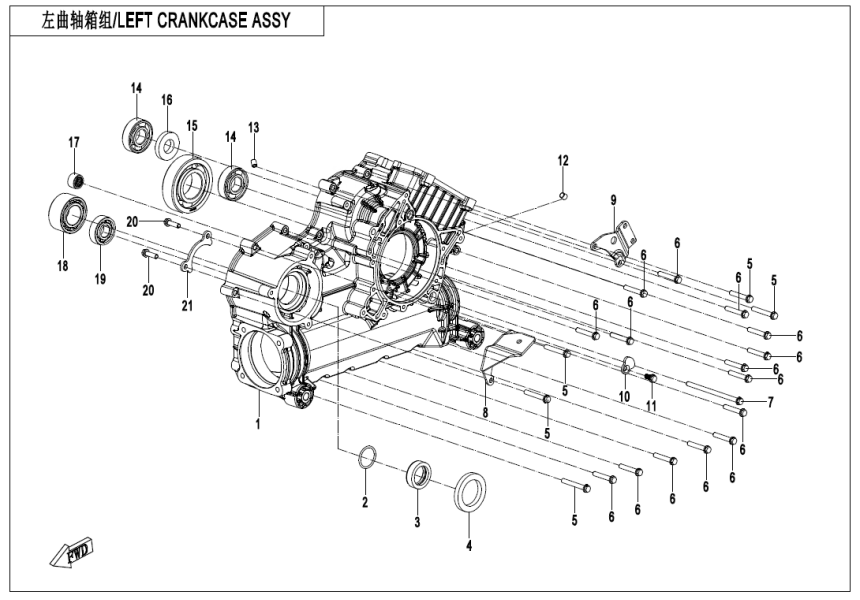 LEFT CRANKCASE ASSY C4-E01-1