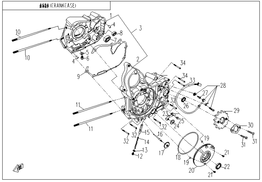 CRANKCASE 1P52YH-2-E01-1