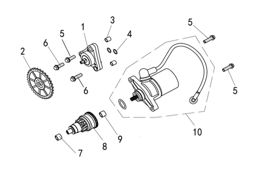 STARTING MOTOR & OIL PUMP 1P39QMB-E06