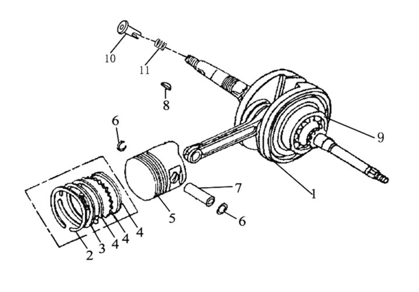 PISTON, CONNECTING ROD AND CRANKSHAFT COMP 1P72MM-E08