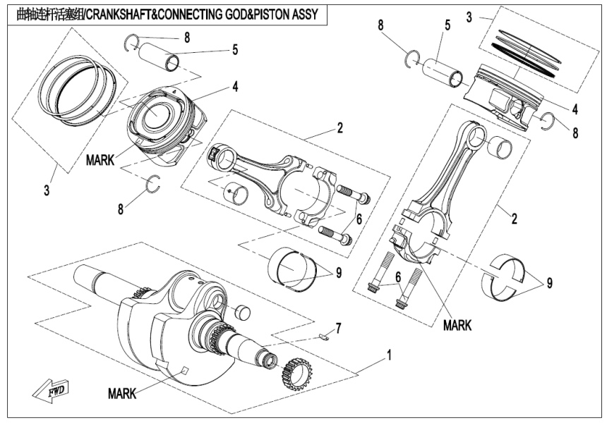 CRANKSHAFT, CONNECTING ROD, PISTON ASSY